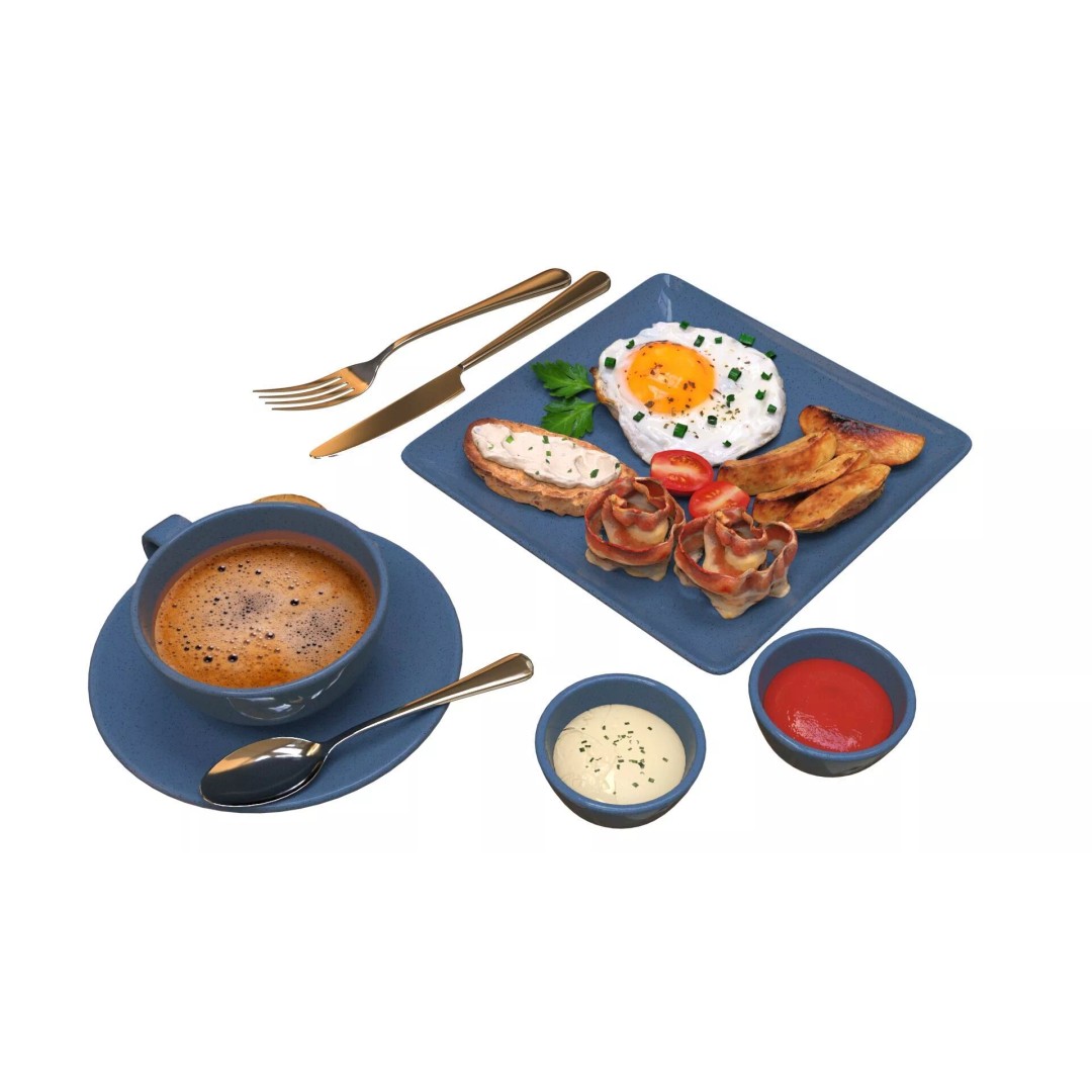 Breakfast 3D Model – PBR Textured Assets, Blender & FBX Formats - View 5