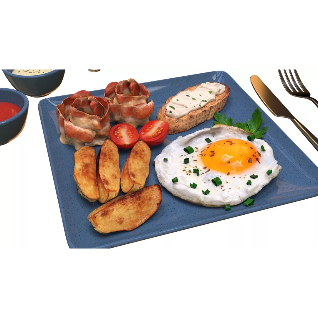 Breakfast 3D Model – PBR Textured Assets, Blender & FBX Formats - View 6