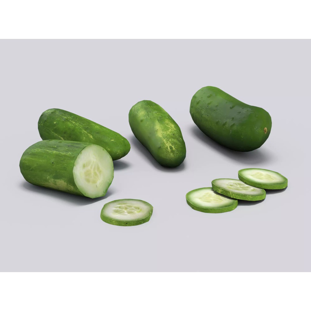 Cucumber 3D Model – Low Poly Game-Ready Asset, FBX & OBJ - View 2