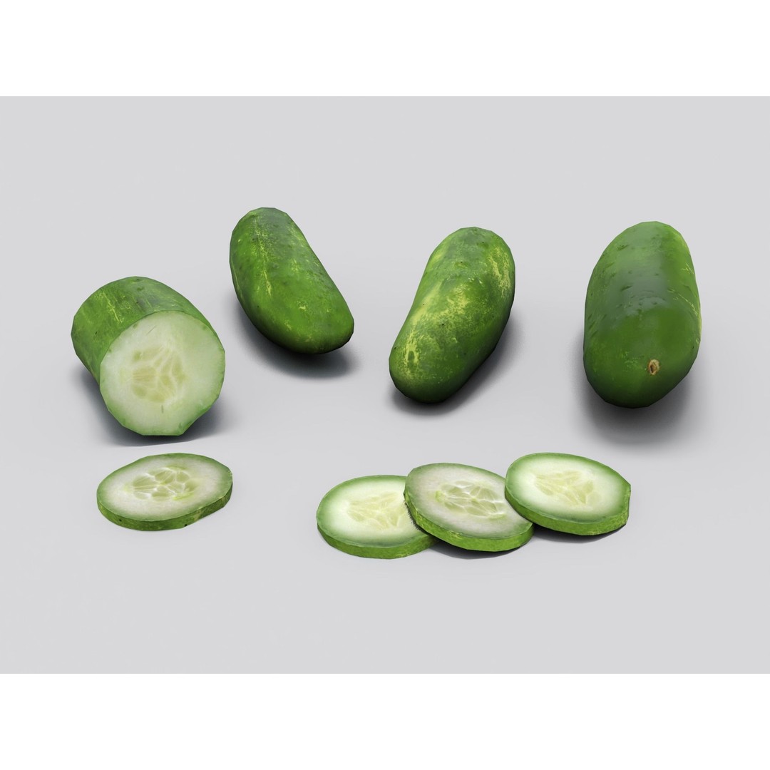 Cucumber 3D Model – Low Poly Game-Ready Asset, FBX & OBJ - View 3