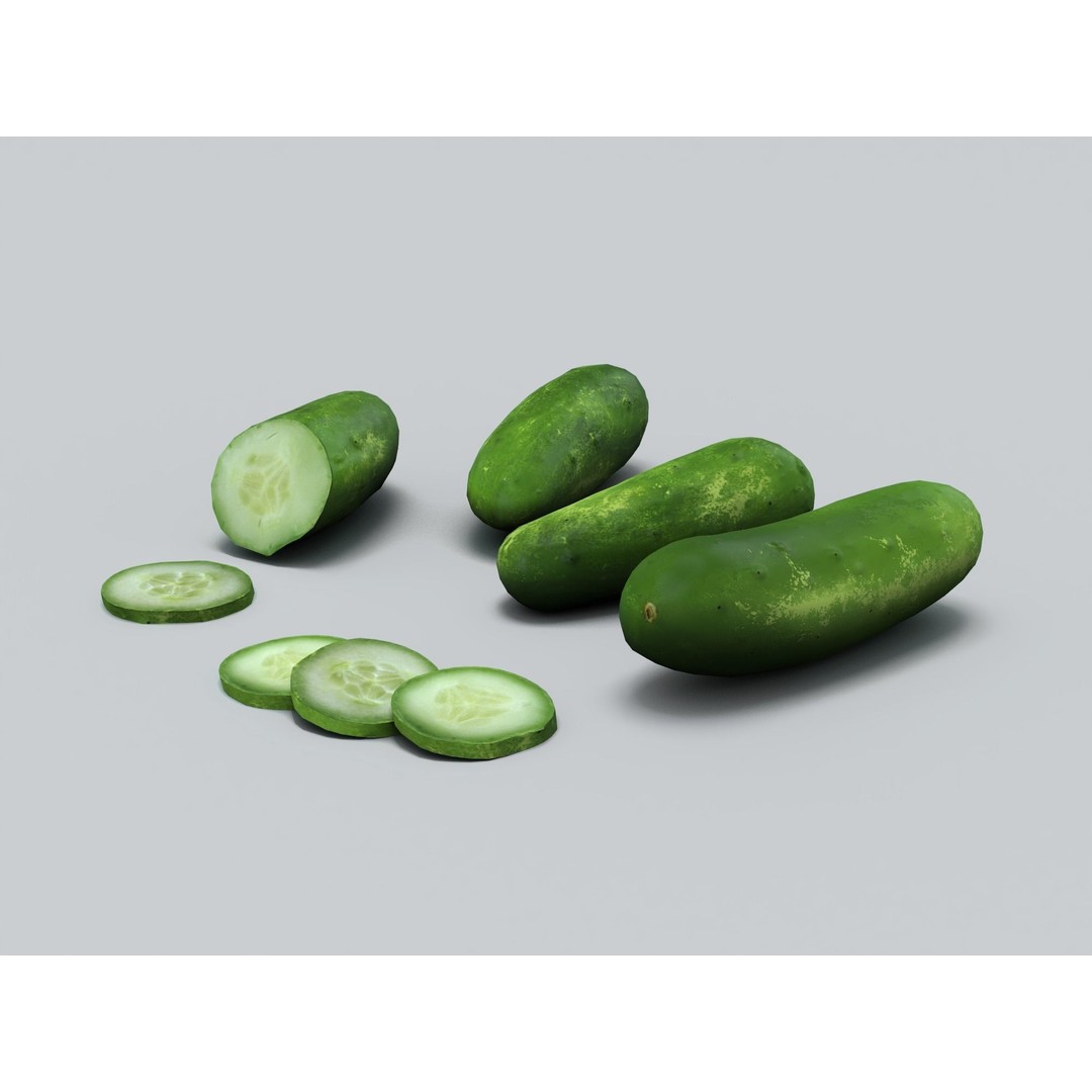 Cucumber 3D Model – Low Poly Game-Ready Asset, FBX & OBJ - View 4