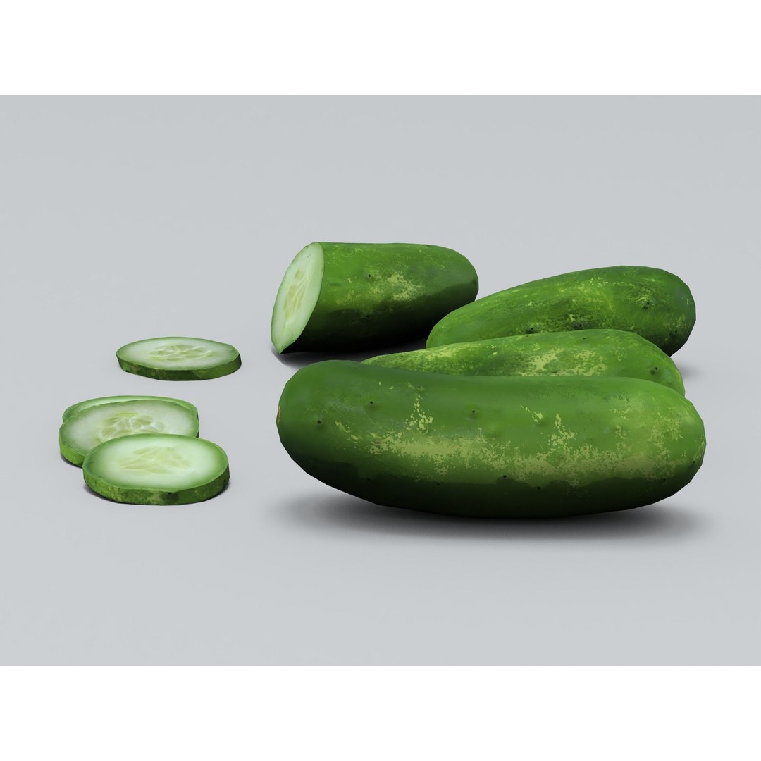 Cucumber 3D Model – Low Poly Game-Ready Asset, FBX & OBJ - View 5