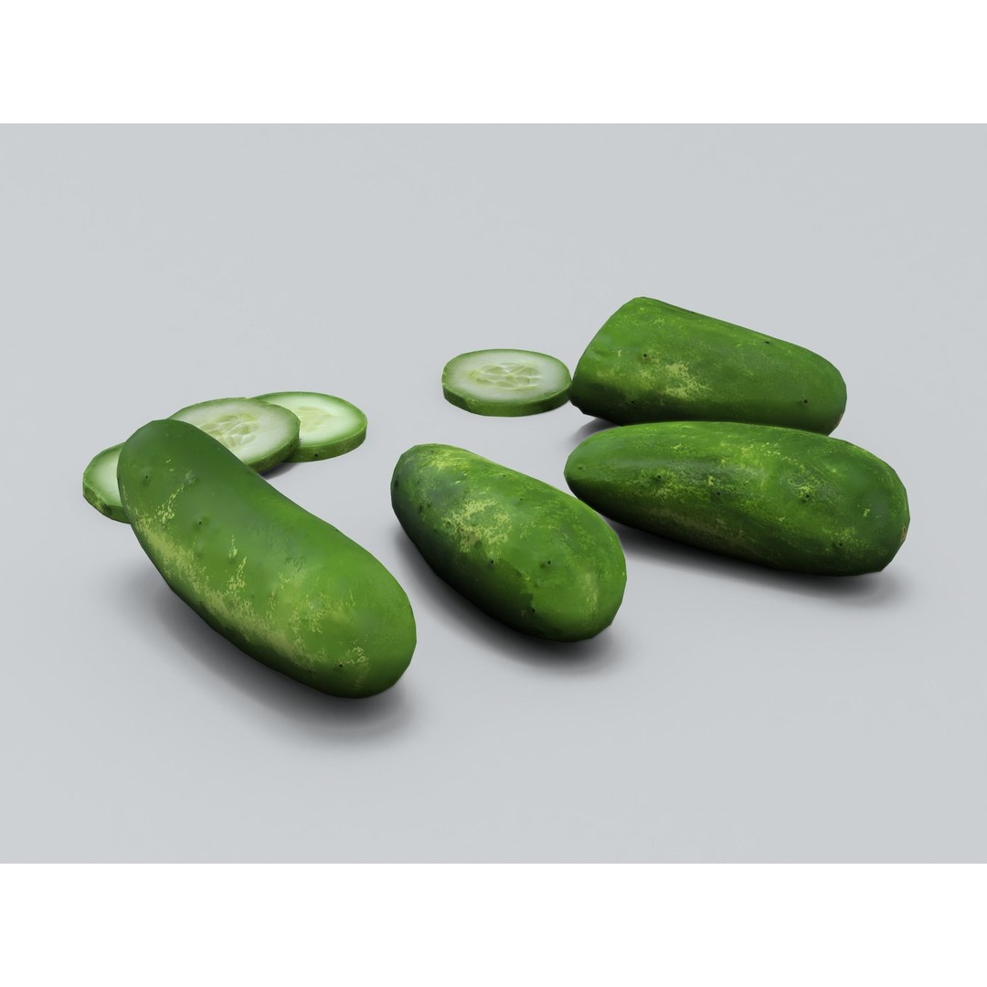 Cucumber 3D Model – Low Poly Game-Ready Asset, FBX & OBJ - View 6