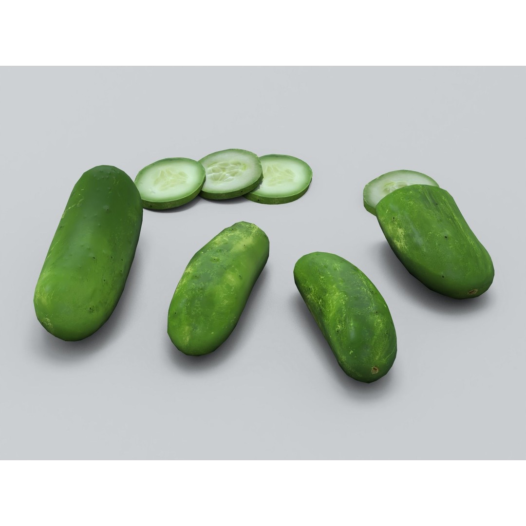 Cucumber 3D Model – Low Poly Game-Ready Asset, FBX & OBJ - View 7