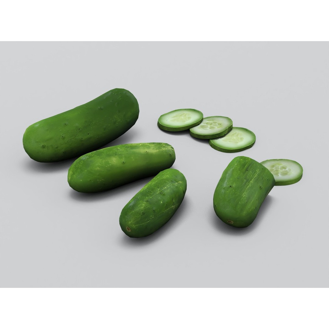 Cucumber 3D Model – Low Poly Game-Ready Asset, FBX & OBJ - View 8