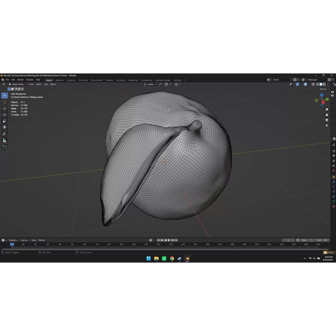 Lemon 3D Model – High Poly Stylized Fruit Asset, Blender, FBX, OBJ
