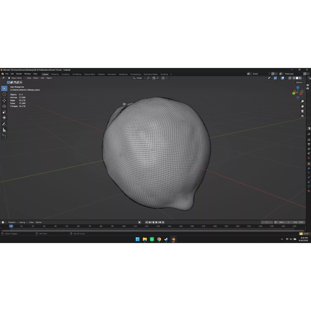 Lemon 3D Model – High Poly Stylized Fruit Asset, Blender, FBX, OBJ - View 11