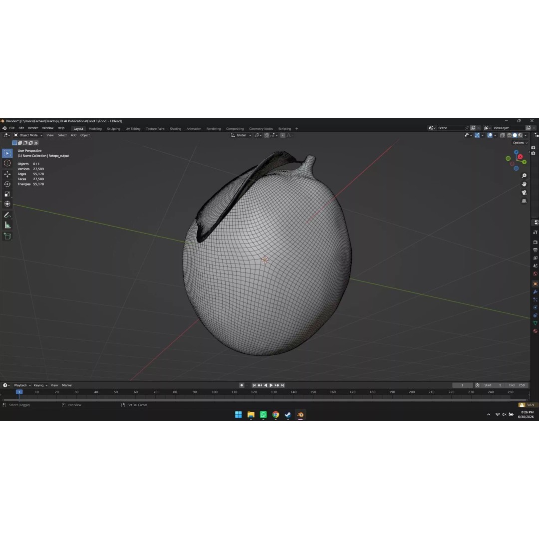 Lemon 3D Model – High Poly Stylized Fruit Asset, Blender, FBX, OBJ - View 15