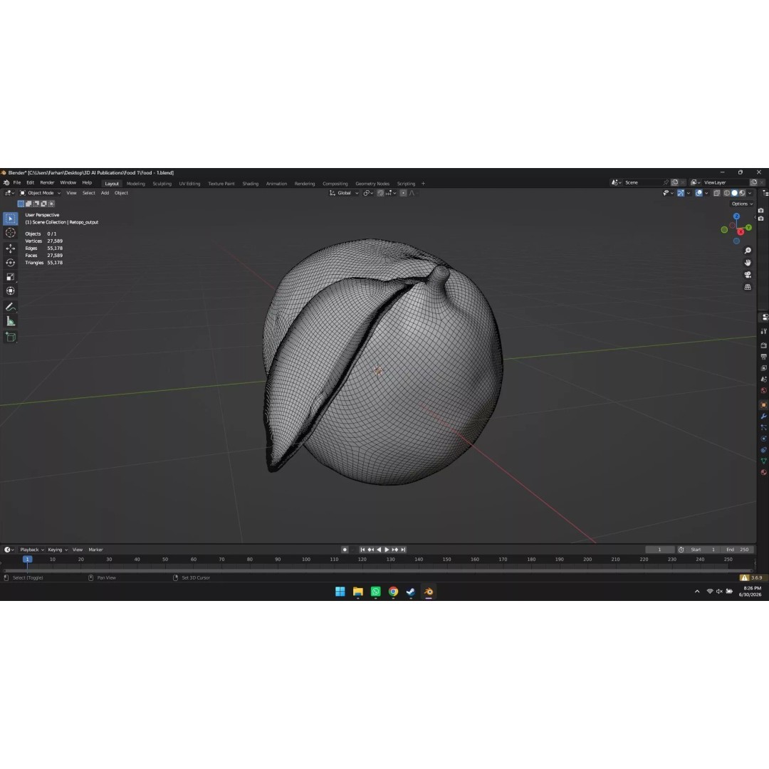 Lemon 3D Model – High Poly Stylized Fruit Asset, Blender, FBX, OBJ - View 16