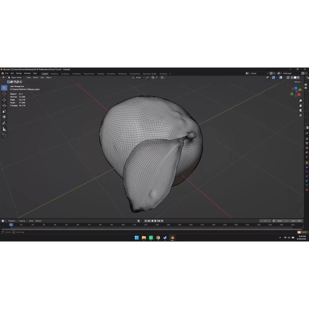 Lemon 3D Model – High Poly Stylized Fruit Asset, Blender, FBX, OBJ - View 17