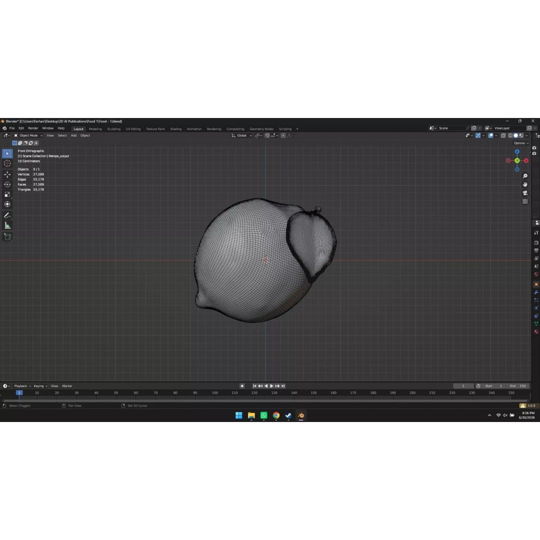 Lemon 3D Model – High Poly Stylized Fruit Asset, Blender, FBX, OBJ - View 18