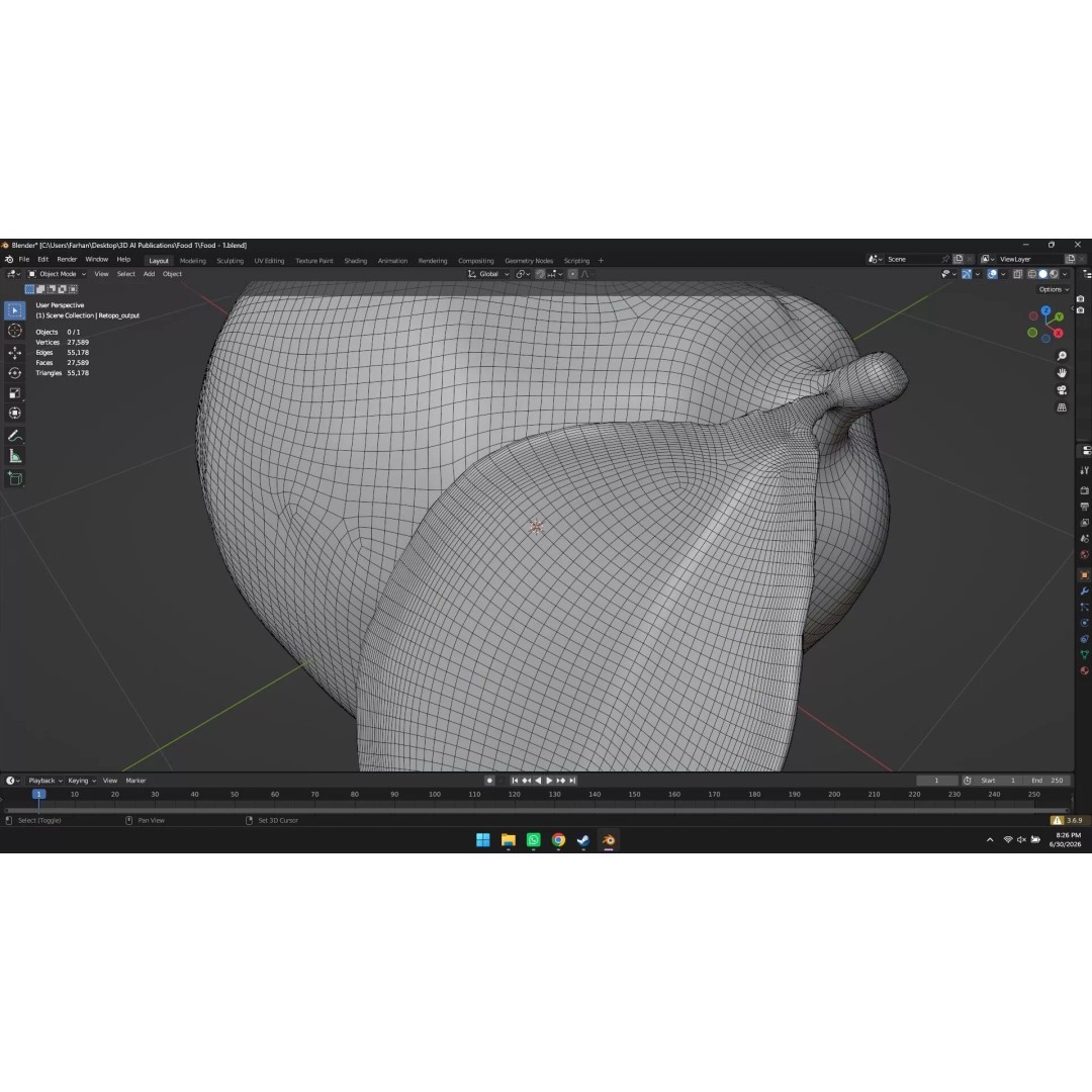 Lemon 3D Model – High Poly Stylized Fruit Asset, Blender, FBX, OBJ - View 19