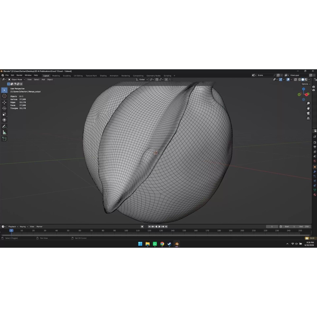 Lemon 3D Model – High Poly Stylized Fruit Asset, Blender, FBX, OBJ - View 20