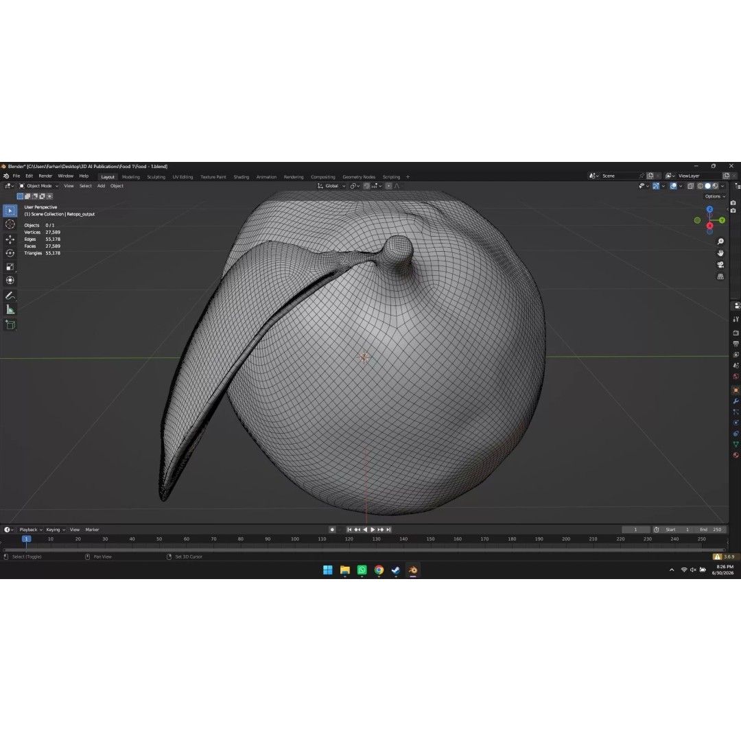 Lemon 3D Model – High Poly Stylized Fruit Asset, Blender, FBX, OBJ - View 21