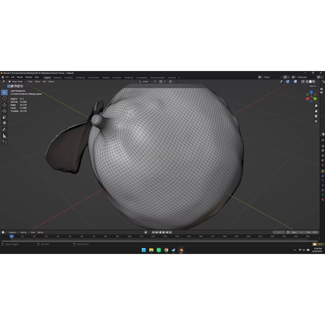 Lemon 3D Model – High Poly Stylized Fruit Asset, Blender, FBX, OBJ - View 22