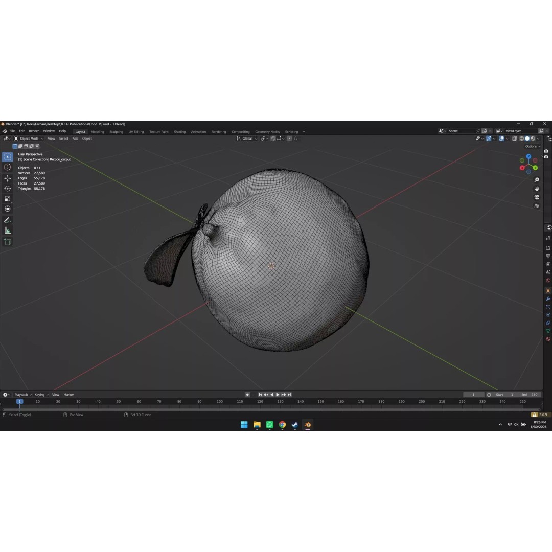 Lemon 3D Model – High Poly Stylized Fruit Asset, Blender, FBX, OBJ - View 23