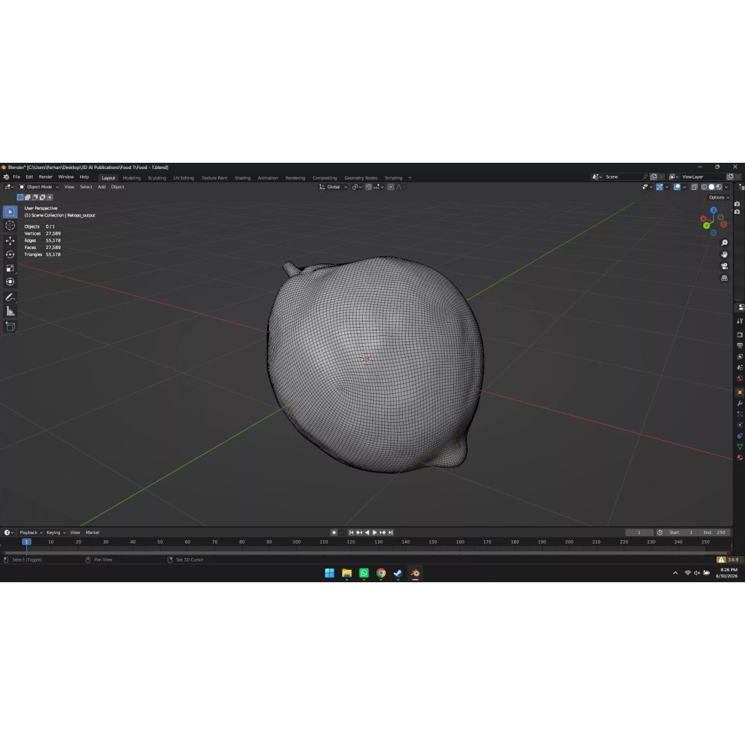 Lemon 3D Model – High Poly Stylized Fruit Asset, Blender, FBX, OBJ - View 24