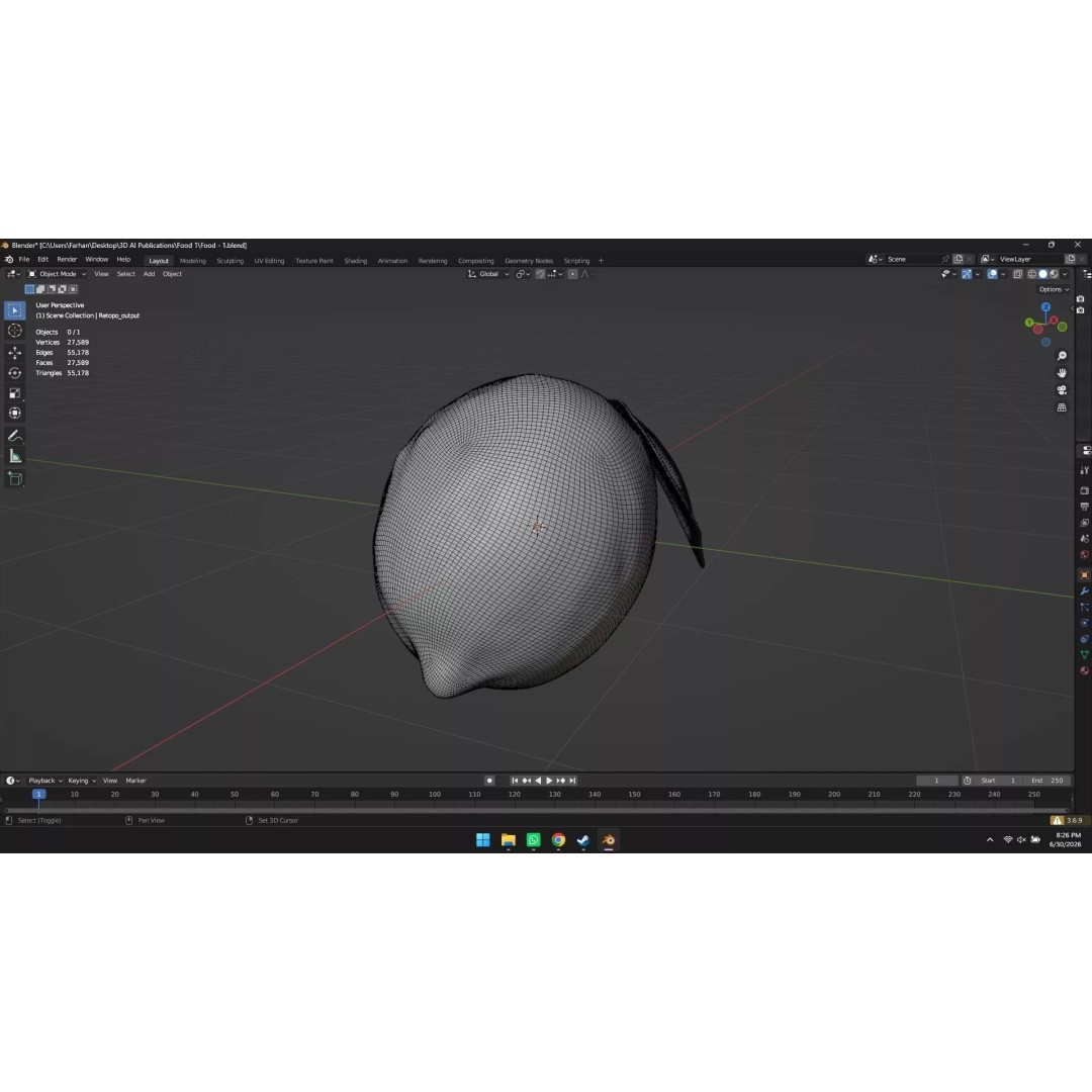 Lemon 3D Model – High Poly Stylized Fruit Asset, Blender, FBX, OBJ - View 25