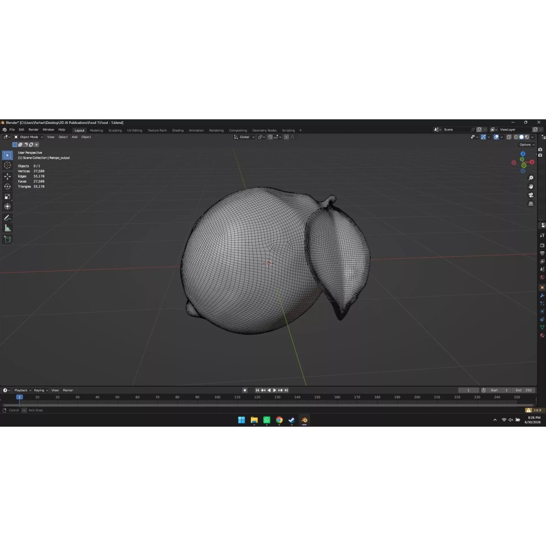 Lemon 3D Model – High Poly Stylized Fruit Asset, Blender, FBX, OBJ - View 26