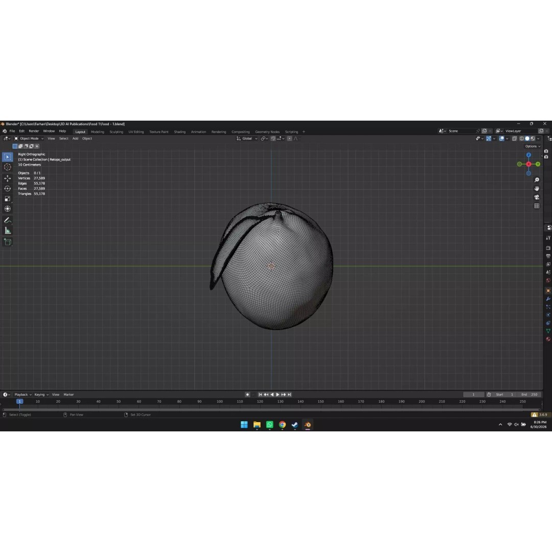 Lemon 3D Model – High Poly Stylized Fruit Asset, Blender, FBX, OBJ - View 27