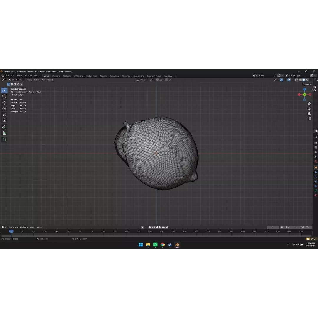 Lemon 3D Model – High Poly Stylized Fruit Asset, Blender, FBX, OBJ - View 28