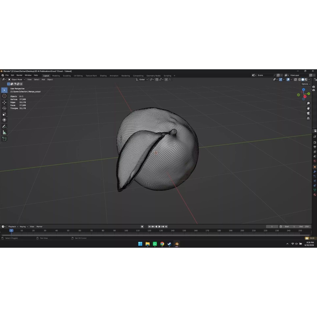 Lemon 3D Model – High Poly Stylized Fruit Asset, Blender, FBX, OBJ - View 32