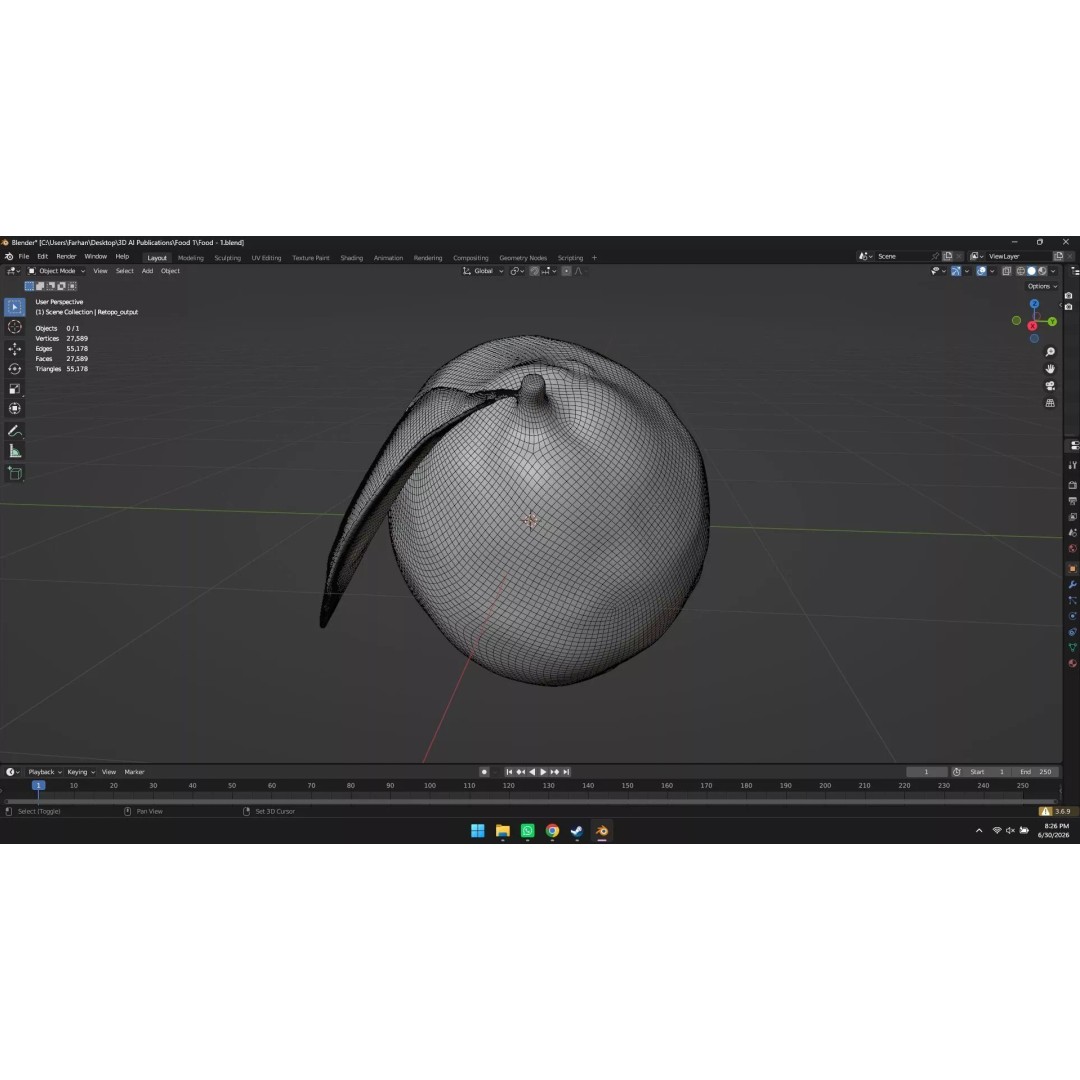 Lemon 3D Model – High Poly Stylized Fruit Asset, Blender, FBX, OBJ - View 7