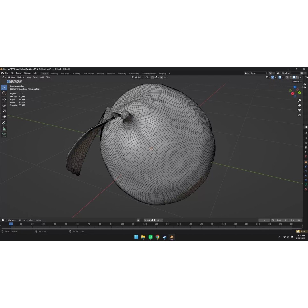 Lemon 3D Model – High Poly Stylized Fruit Asset, Blender, FBX, OBJ - View 8