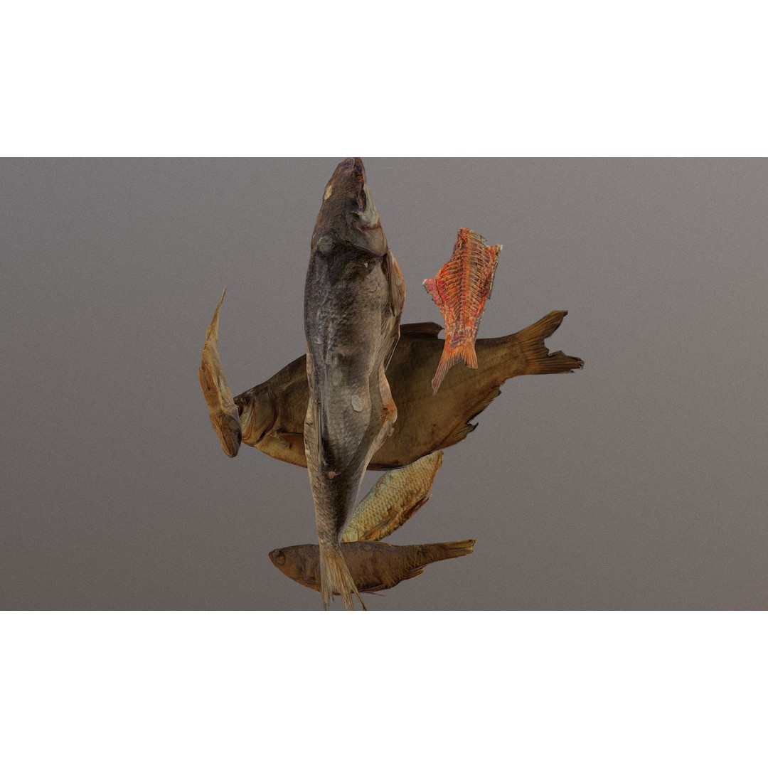 Dried Fish 3D Model – Low Poly Game Asset, PBR Textures, FBX