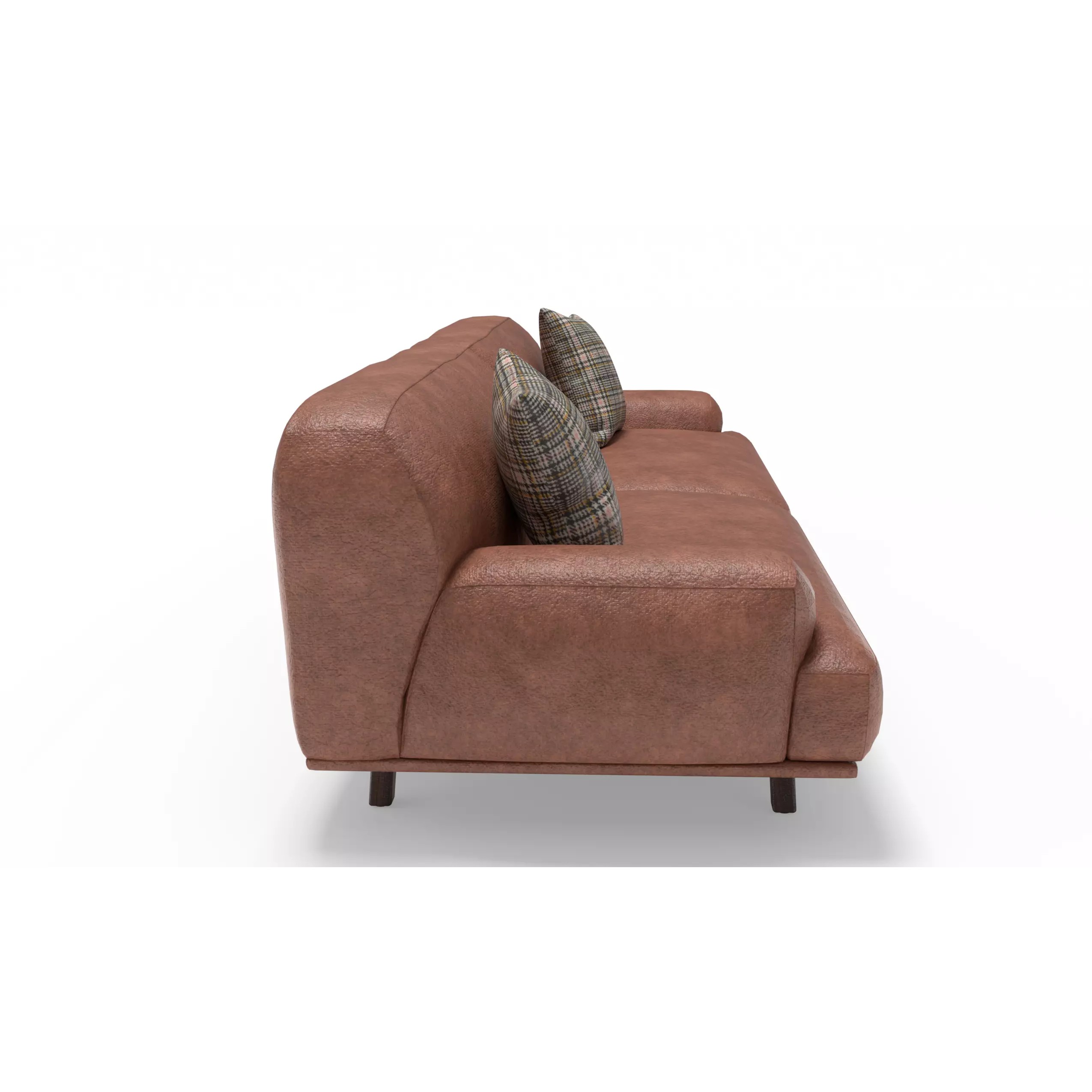 Modern Leather Sofa With Cushions - Game-Ready 3D Model