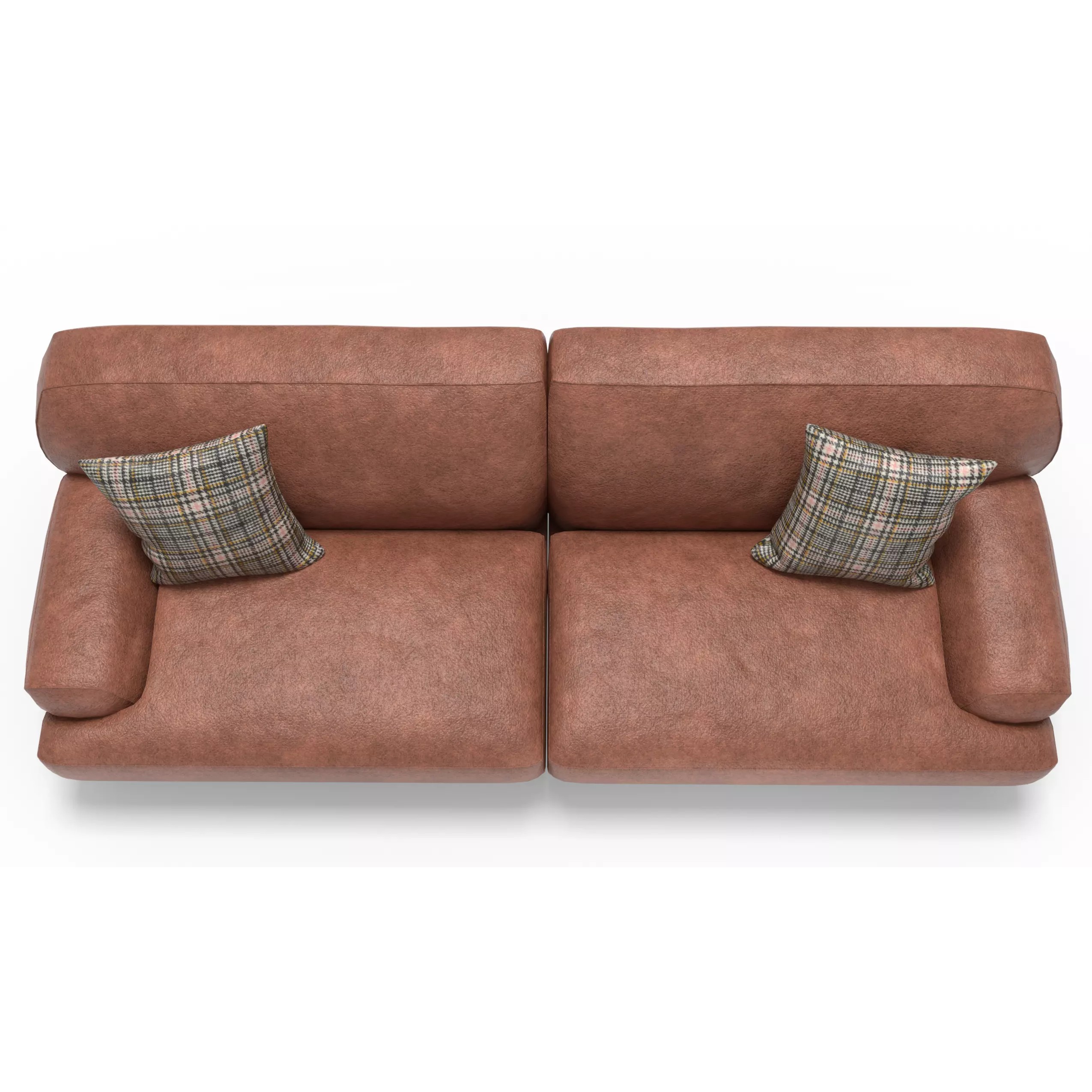 Modern Leather Sofa With Cushions - Game-Ready 3D Model - View 10
