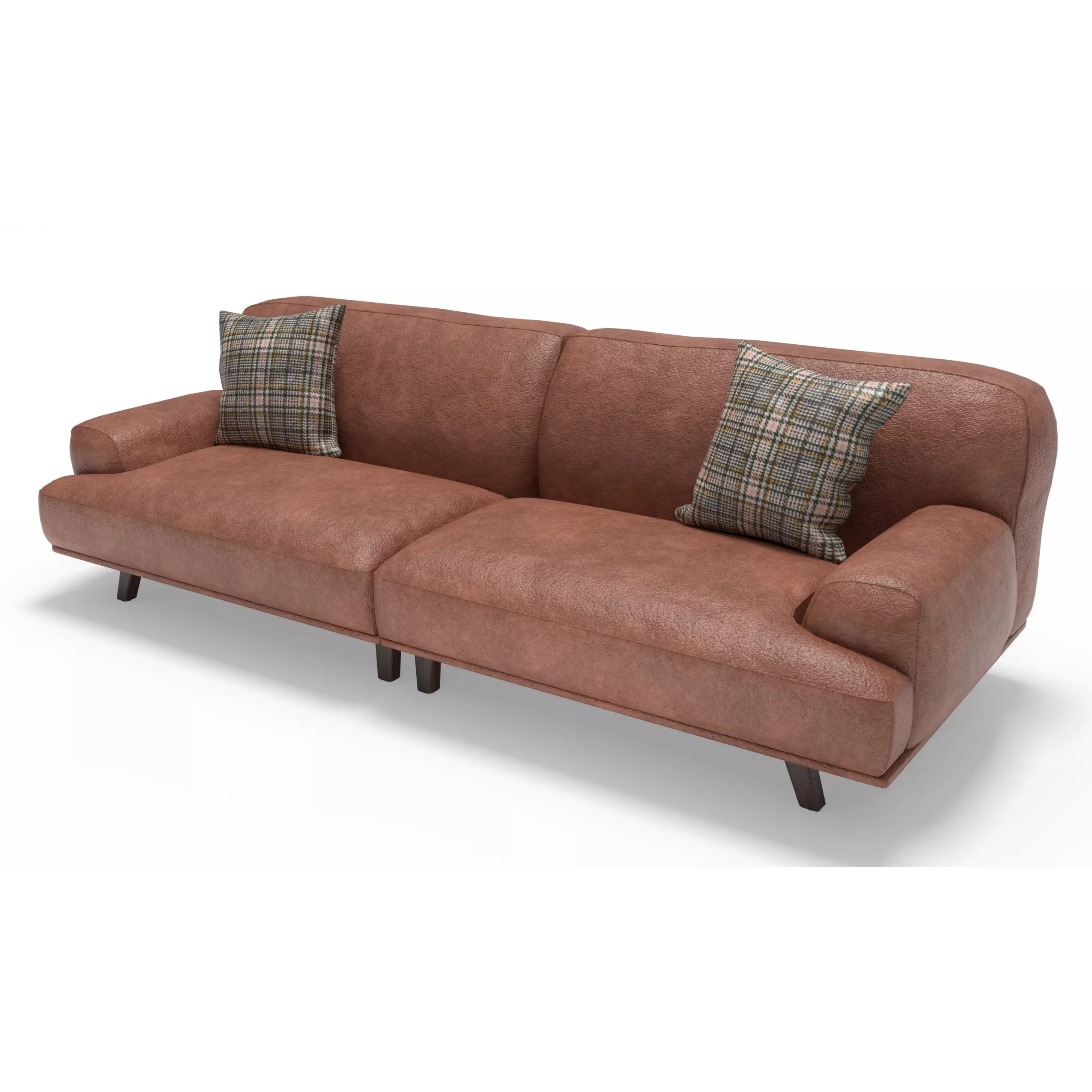 Modern Leather Sofa With Cushions - Game-Ready 3D Model - View 4