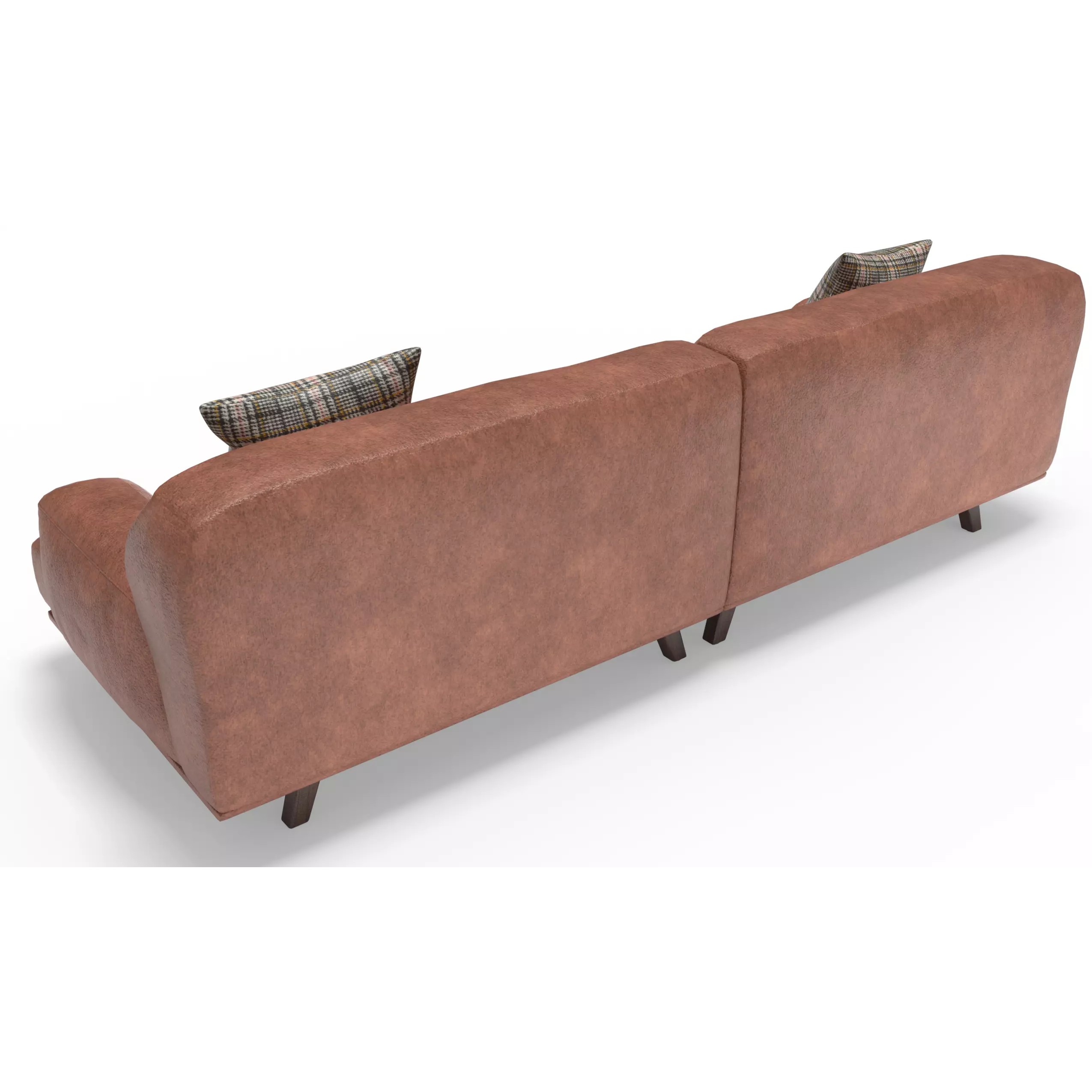 Modern Leather Sofa With Cushions - Game-Ready 3D Model - View 6