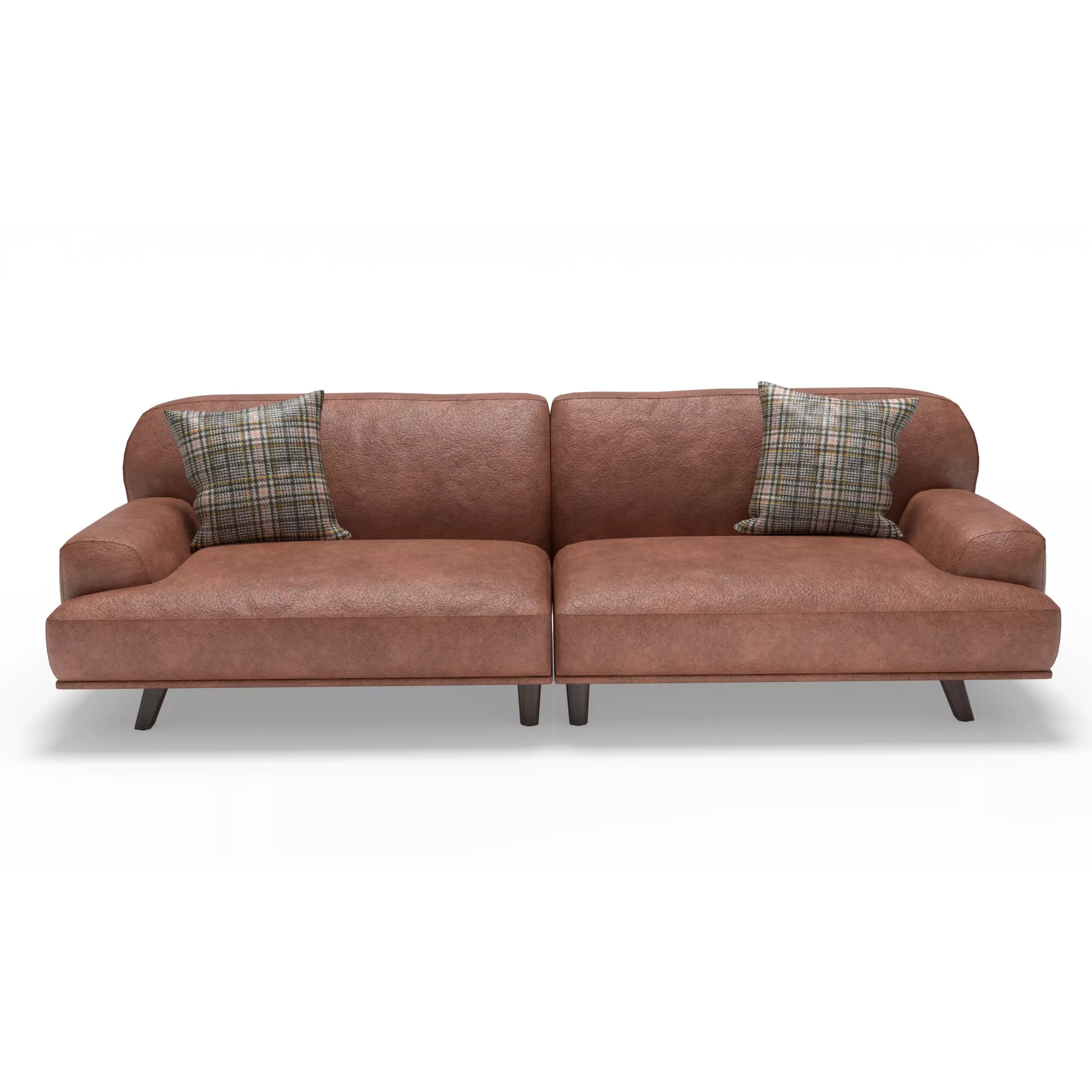 Modern Leather Sofa With Cushions - Game-Ready 3D Model - View 8