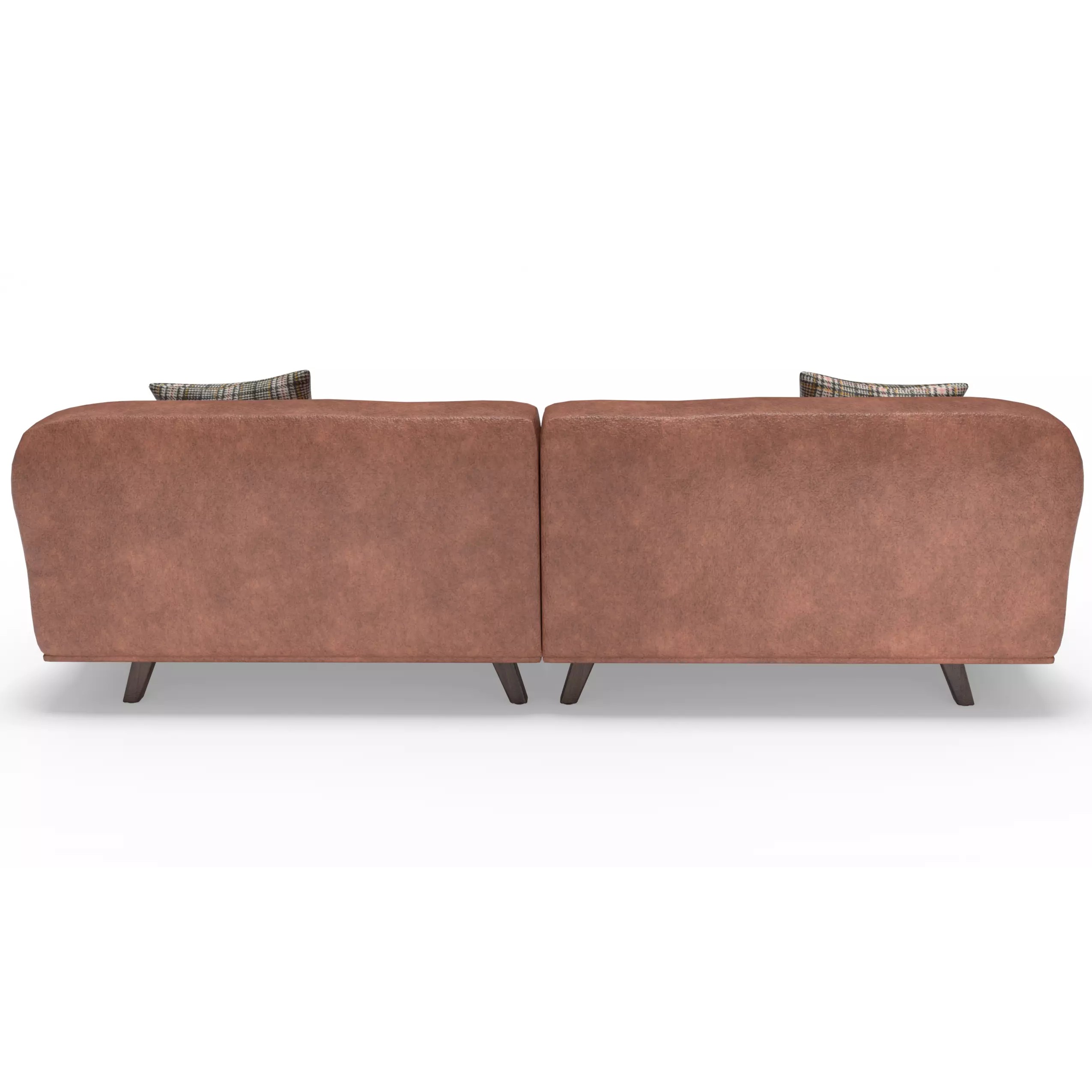 Modern Leather Sofa With Cushions - Game-Ready 3D Model - View 9