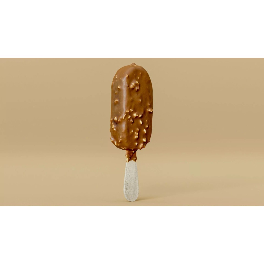 Chocolate Almond Ice Cream Stick 3D Model – Low Poly PBR Game Asset, FBX - View 15