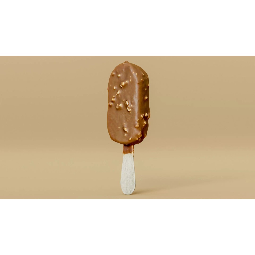 Chocolate Almond Ice Cream Stick 3D Model – Low Poly PBR Game Asset, FBX - View 17