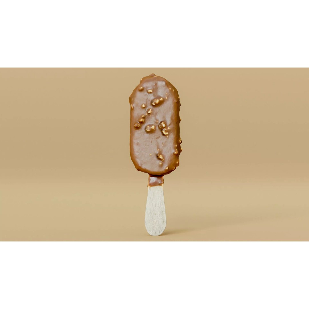 Chocolate Almond Ice Cream Stick 3D Model – Low Poly PBR Game Asset, FBX - View 18
