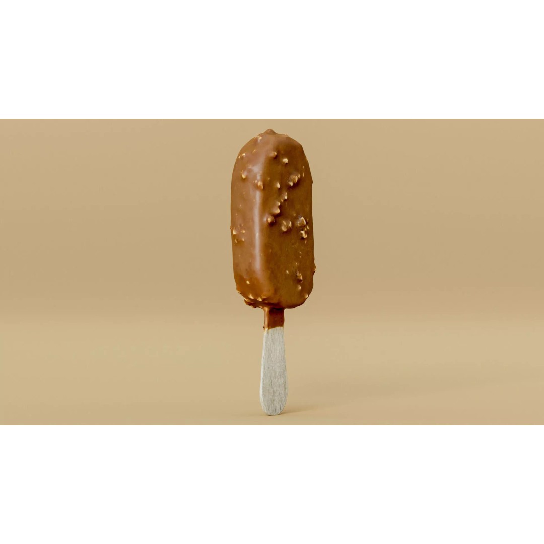 Chocolate Almond Ice Cream Stick 3D Model – Low Poly PBR Game Asset, FBX - View 19