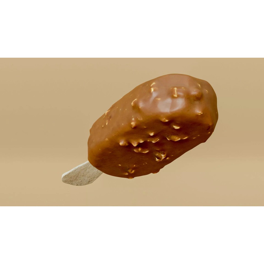Chocolate Almond Ice Cream Stick 3D Model – Low Poly PBR Game Asset, FBX - View 20