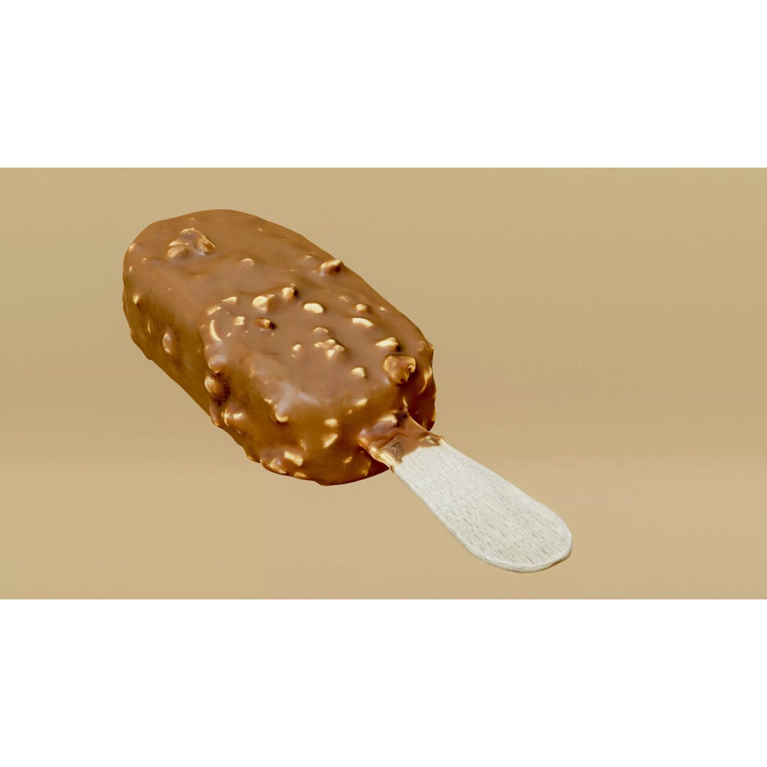 Chocolate Almond Ice Cream Stick 3D Model – Low Poly PBR Game Asset, FBX - View 21