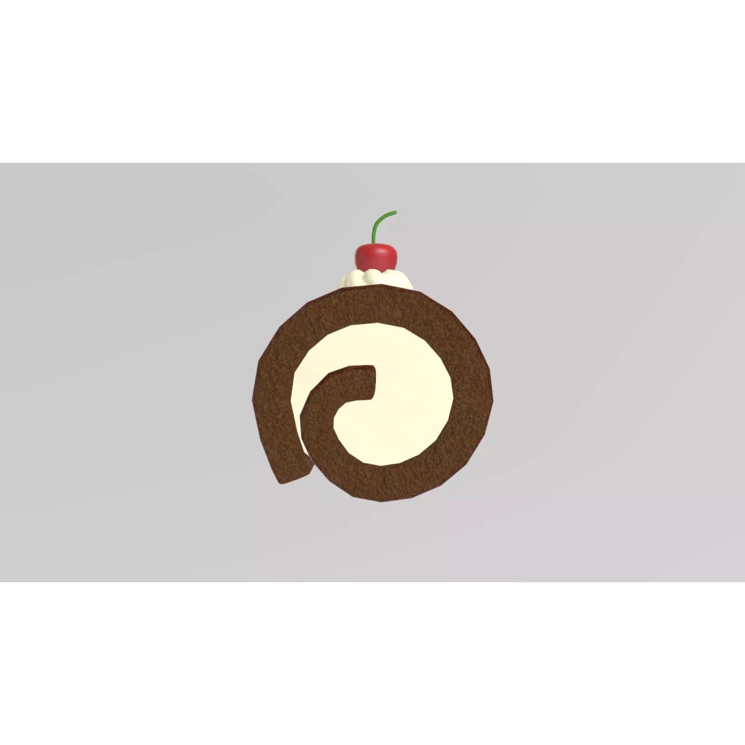 Stylized Swiss Roll 3D Model – Low Poly Dessert Asset, FBX - View 12