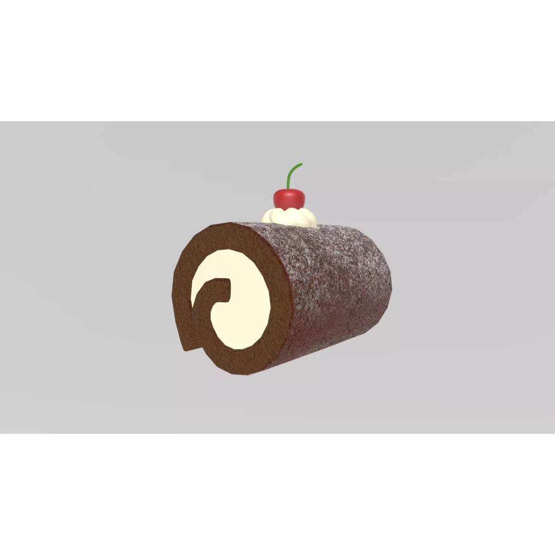 Stylized Swiss Roll 3D Model – Low Poly Dessert Asset, FBX - View 13
