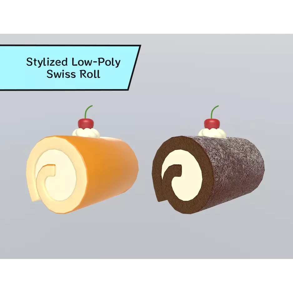 Stylized Swiss Roll 3D Model – Low Poly Dessert Asset, FBX - View 2