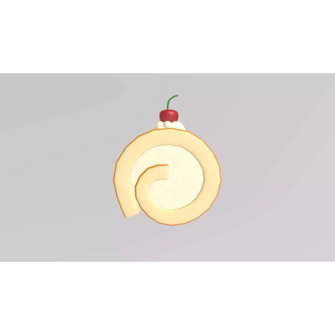 Stylized Swiss Roll 3D Model – Low Poly Dessert Asset, FBX - View 4