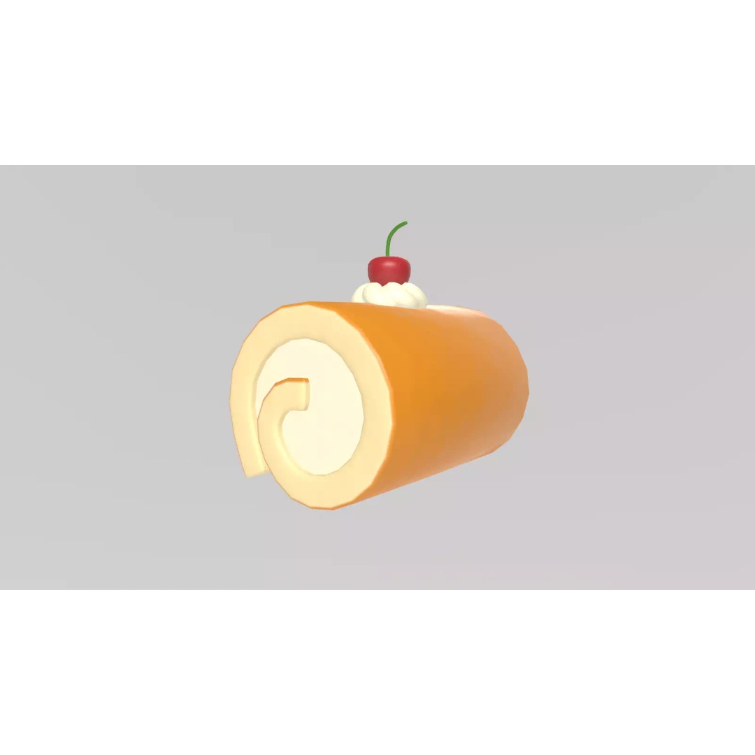 Stylized Swiss Roll 3D Model – Low Poly Dessert Asset, FBX - View 5