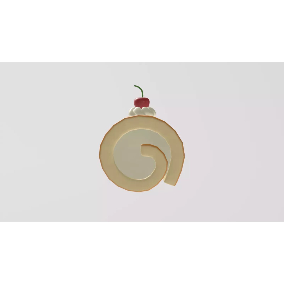 Stylized Swiss Roll 3D Model – Low Poly Dessert Asset, FBX - View 8