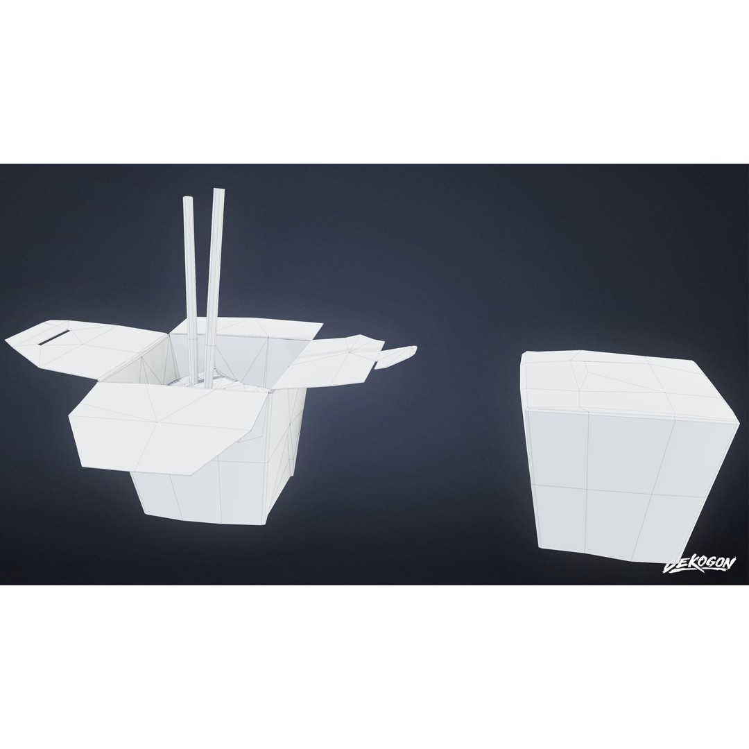 Takeout Food 3D Model – Low Poly Restaurant Asset, FBX - View 10