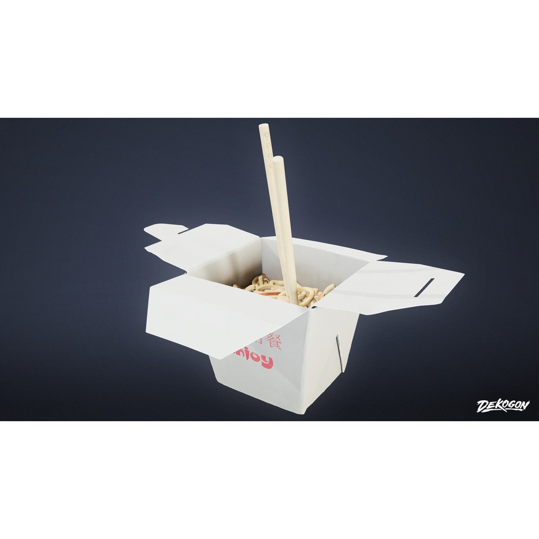 Takeout Food 3D Model – Low Poly Restaurant Asset, FBX - View 5