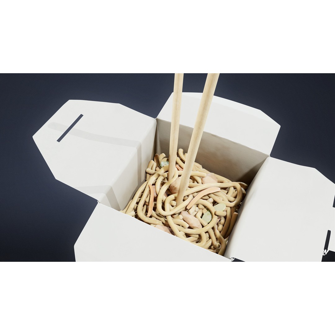 Takeout Food 3D Model – Low Poly Restaurant Asset, FBX - View 6